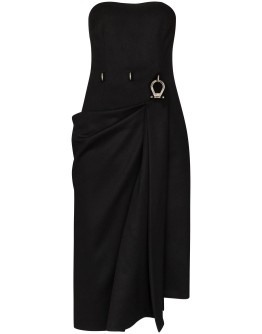 draped buckle detail midi dress