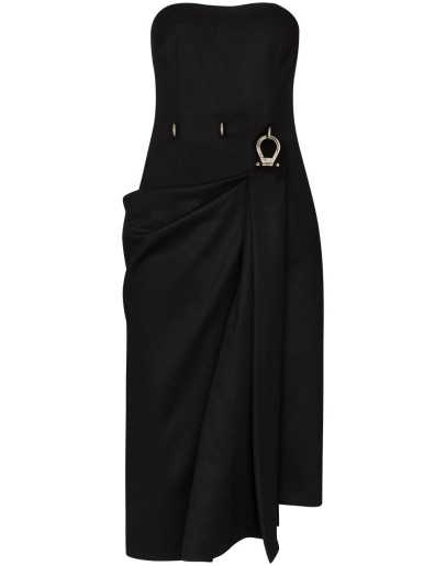 draped buckle detail midi dress