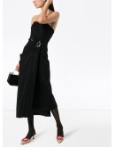 draped buckle detail midi dress