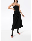 draped buckle detail midi dress