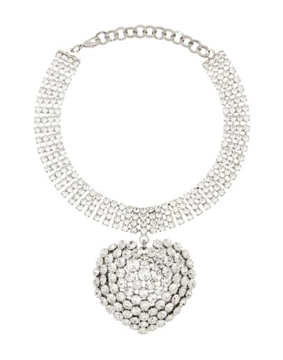 embellished drop heart choker