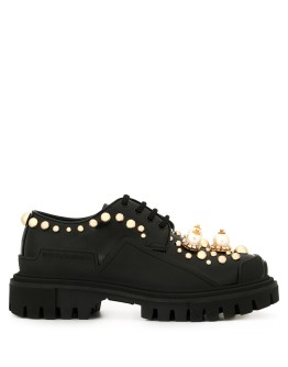 chunky heel embellished derbies