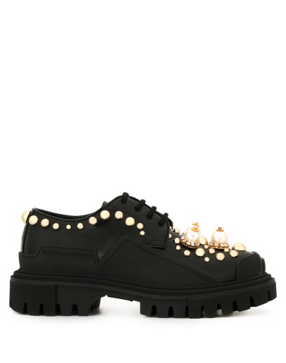 chunky heel embellished derbies