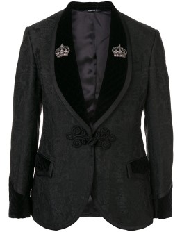 floral jacquard one button suit