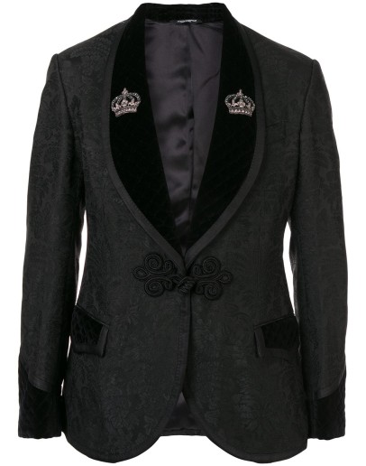 floral jacquard one button suit