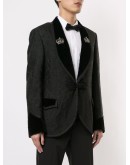 floral jacquard one button suit