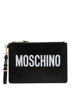 logo printed clutch bag
