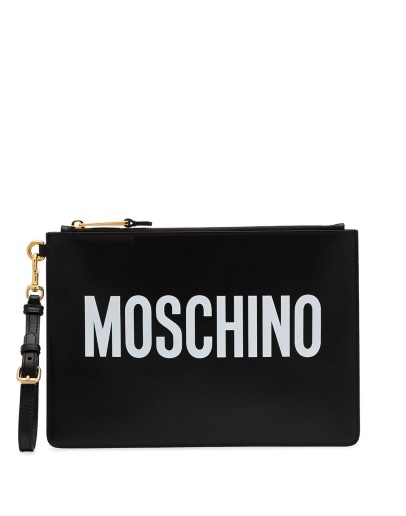 logo printed clutch bag