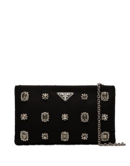 crystal-embellished chain-link clutch