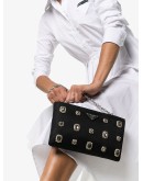 crystal-embellished chain-link clutch