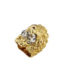 Lion head ring with crystal