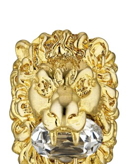 Lion head ring with crystal