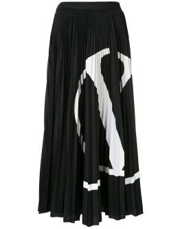 VLOGO-print pleated skirt 
