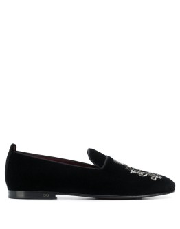 crest bead embroidered loafers