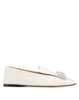 crystal-embellished square-toe slippers