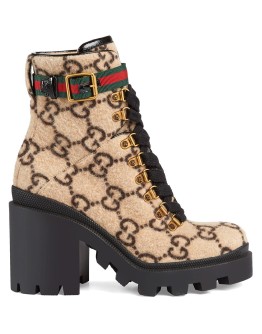 beige GG logo wool ankle boot