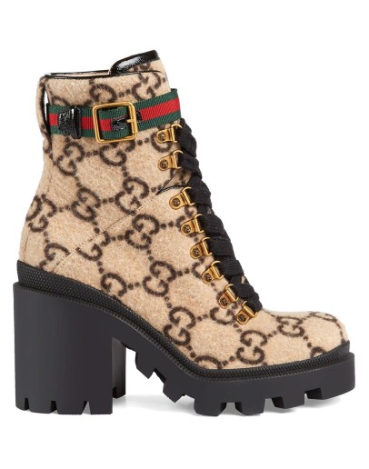beige GG logo wool ankle boot