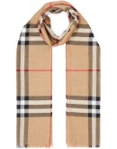 Lightweight Check Wool and Silk Scarf