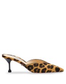 Leopard print calf hair mules