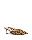 Leopard print calf hair mules