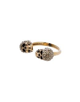crystal-embellished skulls ring