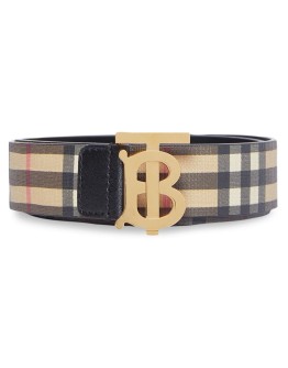 monogram motif check belt