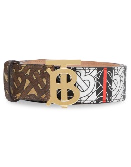 monogram print logo buckle belt