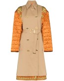 quilted sleeve Baroque trench coat
