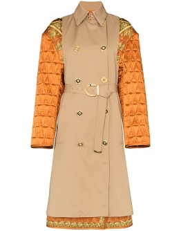 quilted sleeve Baroque trench coat