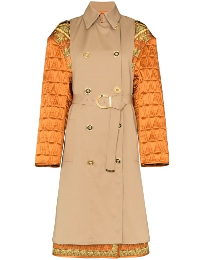quilted sleeve Baroque trench coat