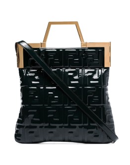 FF embossed patent leather tote bag
