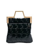 FF embossed patent leather tote bag