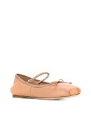 crystal embellished leather ballerinas