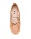 crystal embellished leather ballerinas