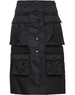 pocketed trapeze gabardine skirt