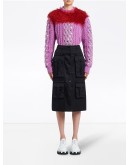 pocketed trapeze gabardine skirt