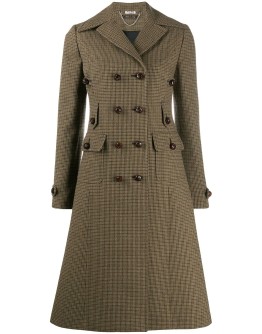 checked flared coat