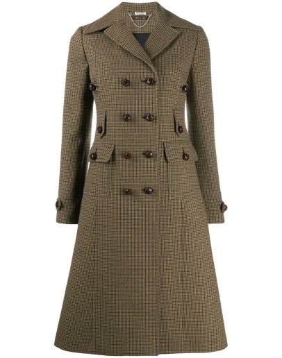 checked flared coat