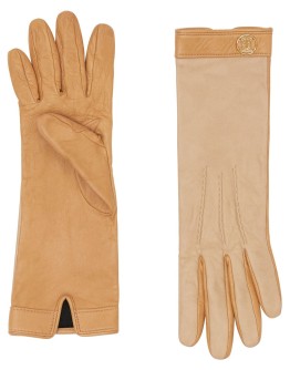 silk-lined two-tone lambskin gloves