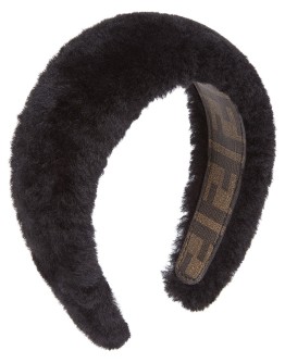 black shearling hair band