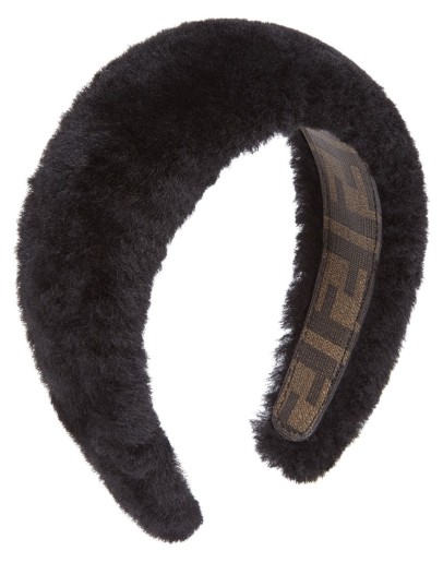 black shearling hair band