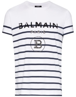 striped logo print T-shirt