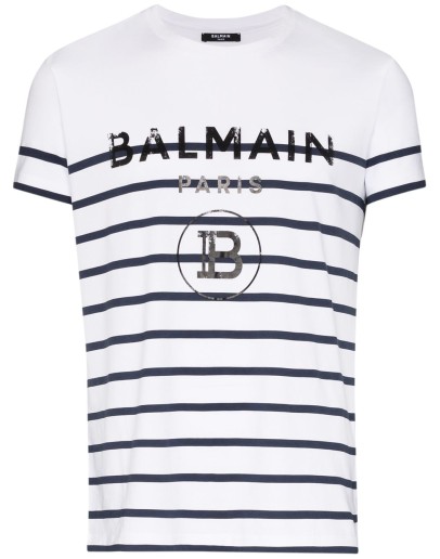 striped logo print T-shirt
