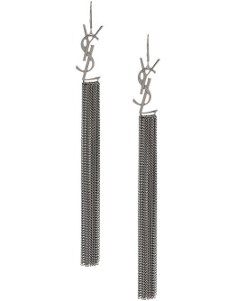 Monogram chain tassel earrings