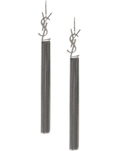 Monogram chain tassel earrings
