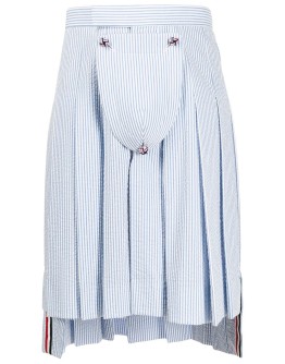 Seersucker Stripe Classic Pleated Skirt
