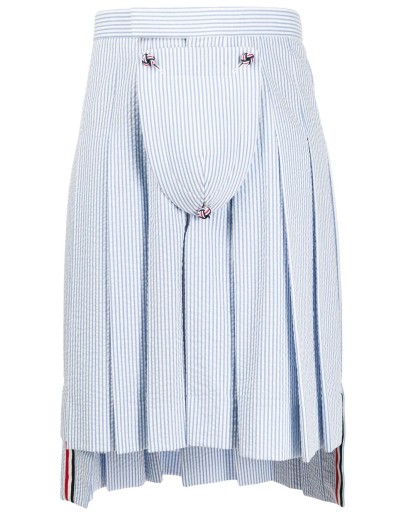 Seersucker Stripe Classic Pleated Skirt
