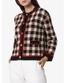 check wool cardigan