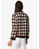 check wool cardigan