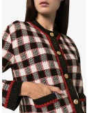 check wool cardigan